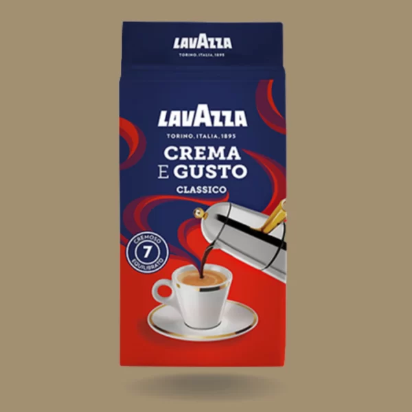 قهوه لاوازا کرما گوستو کلاسیکو crema egusto پاکتی 250 گرمی (آبی قرمز)